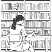 AI generated Outline Illustration for The study room has bookshelves and many book in there vector