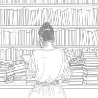 AI generated Outline Illustration for The study room has bookshelves and many book in there vector