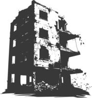 AI generated silhouette abandoned buildings black color only vector