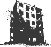 AI generated silhouette abandoned buildings black color only vector