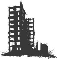 AI generated silhouette abandoned buildings black color only vector