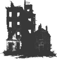 AI generated silhouette abandoned buildings black color only vector