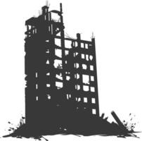 AI generated silhouette abandoned buildings black color only vector