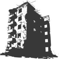 AI generated silhouette abandoned buildings black color only vector