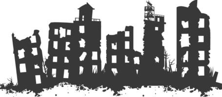 ai generado silueta abandonado edificios negro color solamente vector