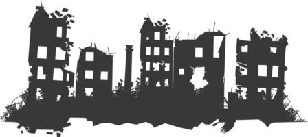 AI generated silhouette abandoned buildings black color only vector