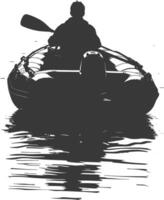 AI generated Silhouette a man driving inflatable boat the boat is traveling black color only vector