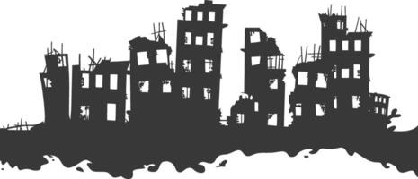 AI generated silhouette abandoned buildings black color only vector