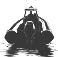 AI generated Silhouette a man driving inflatable boat the boat is traveling black color only vector