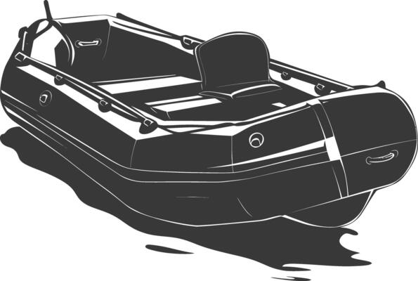AI generated Silhouette a inflatable boat black color only