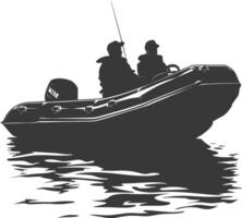 AI generated Silhouette a man driving inflatable boat the boat is traveling black color only vector