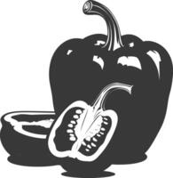 AI generated Silhouette Bell Pepper or Paprika sliced black color only vector