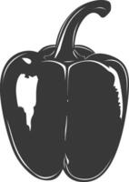 AI generated Silhouette Bell Pepper or Paprika sliced black color only vector