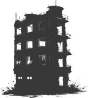 AI generated silhouette abandoned buildings black color only vector