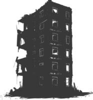 AI generated silhouette abandoned buildings black color only vector