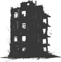 AI generated silhouette abandoned buildings black color only vector