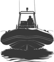 AI generated Silhouette a man driving inflatable boat the boat is traveling black color only vector