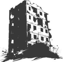 AI generated silhouette abandoned buildings black color only vector