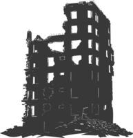 AI generated silhouette abandoned buildings black color only vector