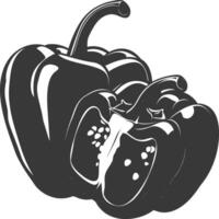 AI generated Silhouette Bell Pepper or Paprika sliced black color only vector