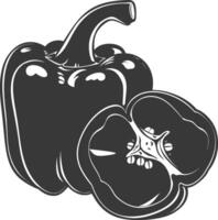 AI generated Silhouette Bell Pepper or Paprika sliced black color only vector