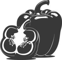 AI generated Silhouette Bell Pepper or Paprika sliced black color only vector