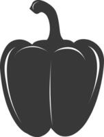 AI generated Silhouette Bell Pepper or Paprika sliced black color only vector