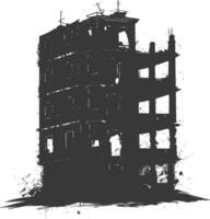 AI generated silhouette abandoned buildings black color only vector