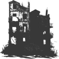 AI generated silhouette abandoned buildings black color only vector