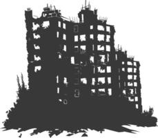 AI generated silhouette abandoned buildings black color only vector