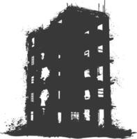 AI generated silhouette abandoned buildings black color only vector