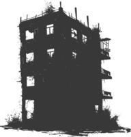 ai generado silueta abandonado edificios negro color solamente vector