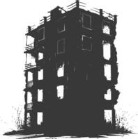 ai generado silueta abandonado edificios negro color solamente vector