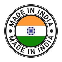 Made In India round stamp sticker with Indian Flag vector illustration