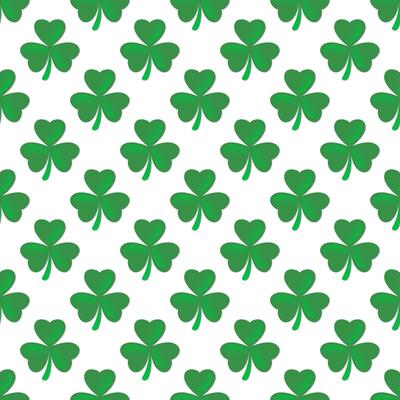 Happy Saint Patrick's Day. Green Shamrock, 3 Leaf Clover Seamless Pattern vector illustration
