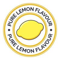 Flat Pure Lemon Flavour isolated round sticker vector illustration