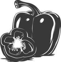 AI generated Silhouette Bell Pepper or Paprika sliced black color only vector