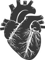 AI generated Silhouette for internal organs of heart black color only vector