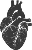 AI generated Silhouette for internal organs of heart black color only vector