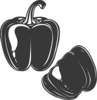 AI generated Silhouette Bell Pepper or Paprika sliced black color only vector