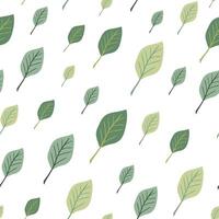 Diagonally arranged green leaves isolated on white backdrop vector seamless pattern. Creative art texture for printing on various surfaces or use in graphic design projects.