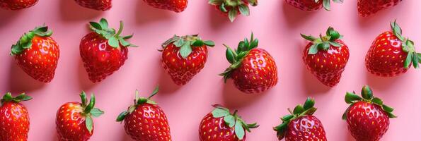 AI generated Fresh juicy strawberries on a pink background photo