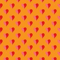 Delicate tiny red hearts on orange backdrop vector seamless pattern. Colorful attractive texture for printing on fabric, wrapping, cards, wallpaper, apparel etc.