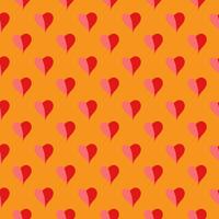 Delicate tiny red hearts on orange backdrop vector seamless pattern. Colorful attractive texture for printing on fabric, wrapping, cards, wallpaper, apparel etc.