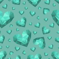 Origami paper blue green hearts on teal background vector seamless pattern. Vibrant art texture for printing on fabric, wrapping, cards, wallpaper, apparel etc.