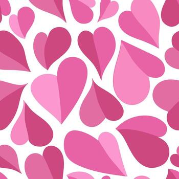 Rose red hearts on white backdrop seamless vector pattern. Creative art texture for printing on various surfaces or usage in graphic design projects.