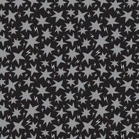 Hand drawn gray stars and white lightning bolts on black background seamless pattern vector