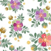 Floral arrangement in pastel colors vector seamless pattern. Attractive texture art in vintage style for printing on various surfaces or usage in graphic design projects