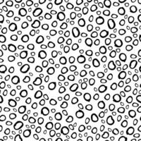 Organic hand drawn circles vector seamless pattern. Irregular pebble shaped elements collection in black over white. Creative art texture for printing on various surfaces or use in graphic design.