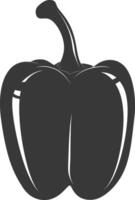 AI generated Silhouette Bell Pepper or Paprika sliced black color only vector